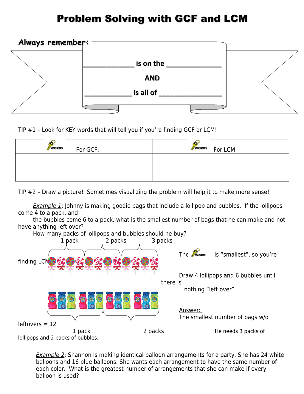 GCF / LCM Practice & Review