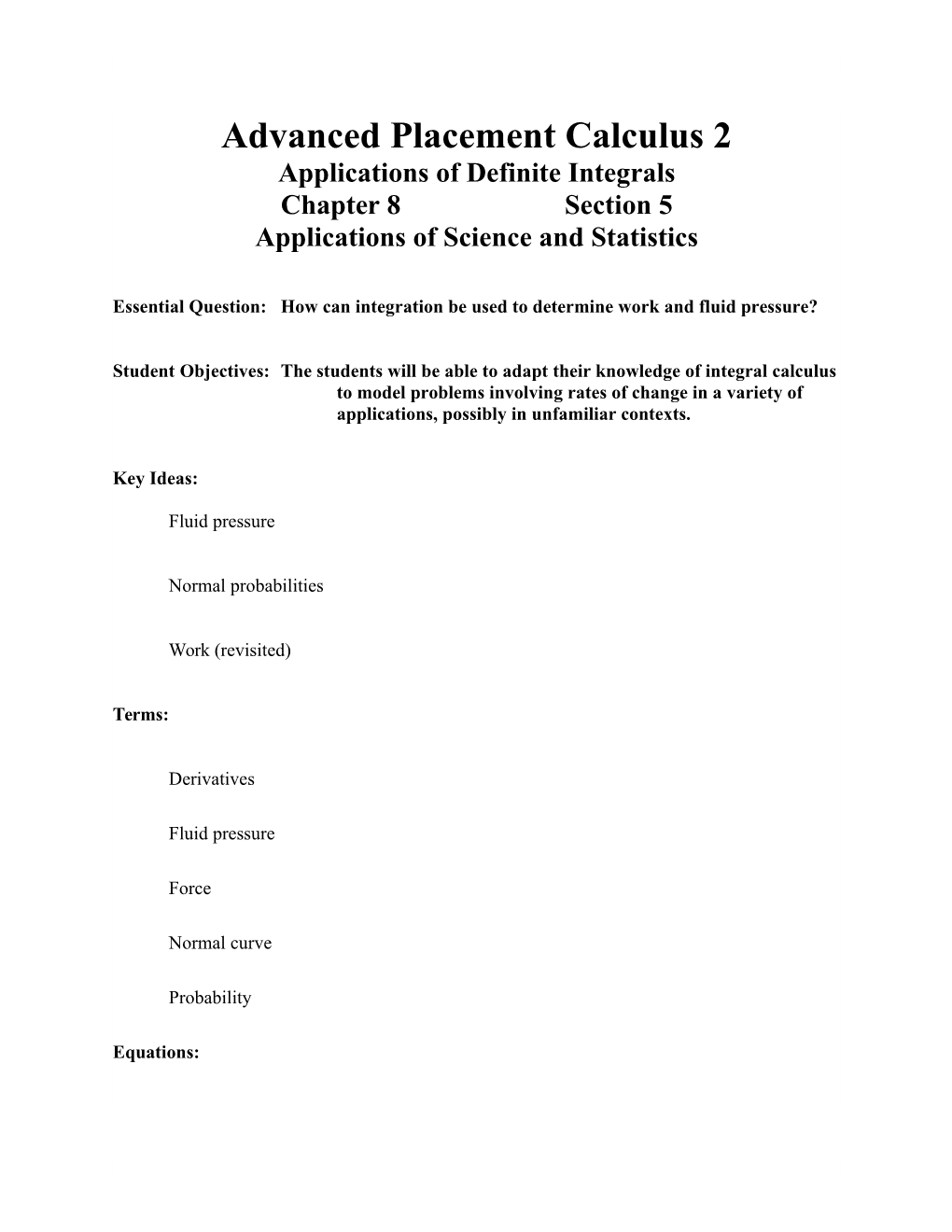 Advanced Placement Calculus 2