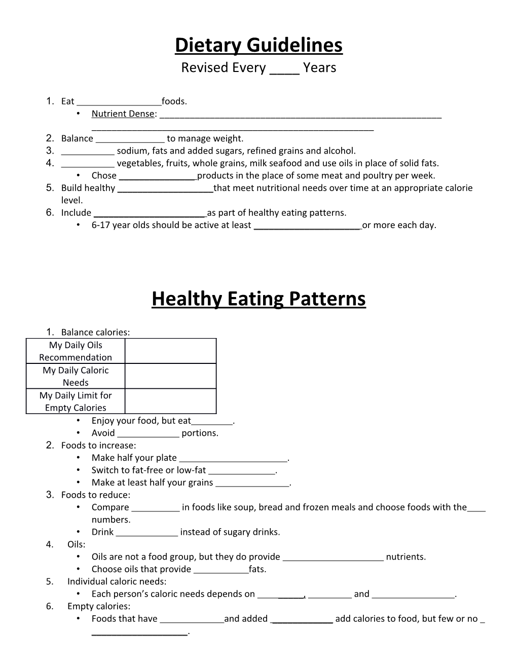 Healthy Eating Patterns