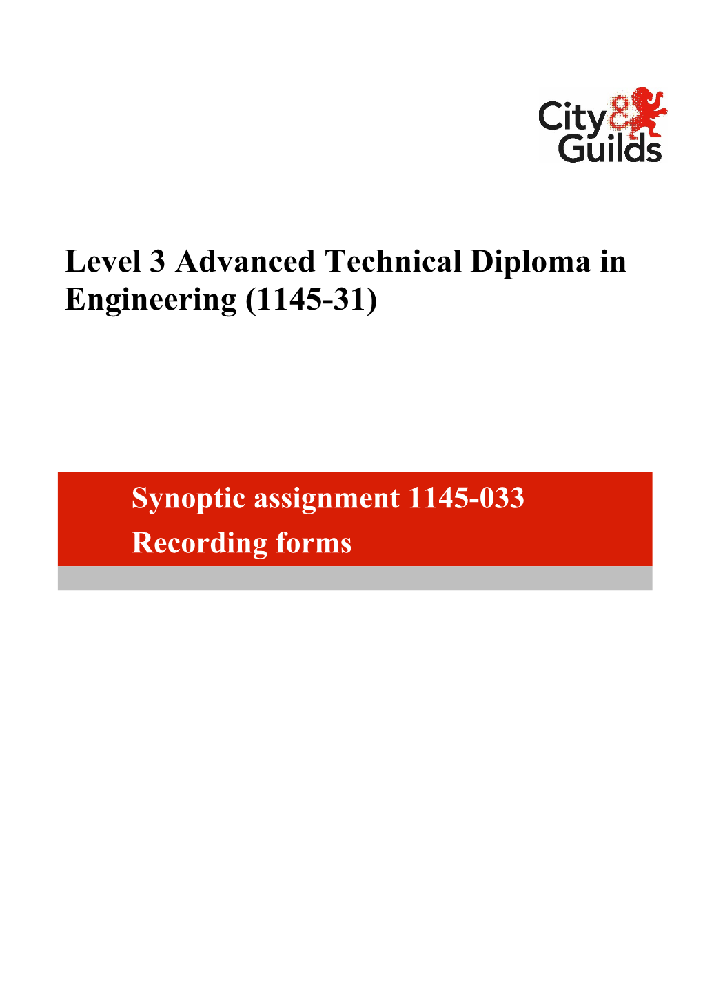 Level 3Advanced Technical Diploma in Engineering (1145-31)