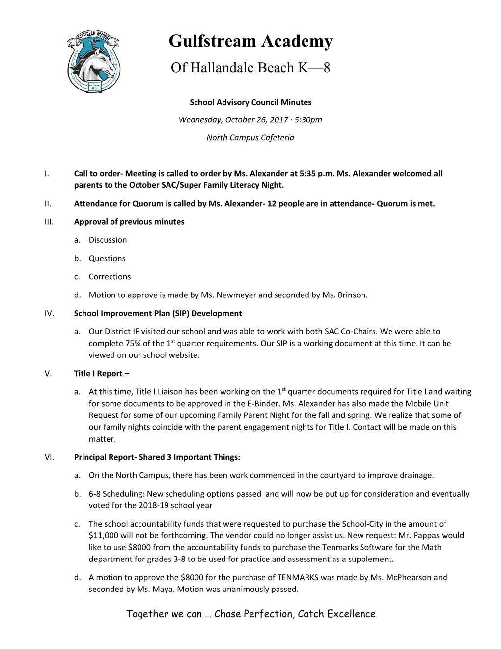 School Advisory Council Minutes