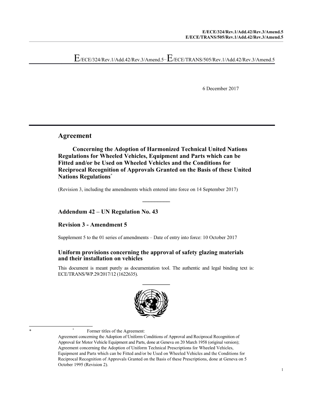 E/ECE/324/Rev.1/Add.42/Rev.3/Amend.5 E/ECE/TRANS/505/Rev.1/Add.42/Rev.3/Amend.5