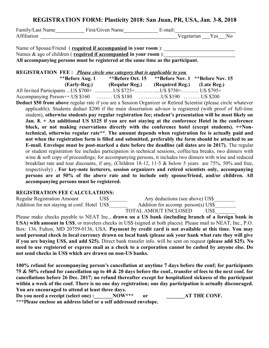 Registration Form: Plasticity '2002 : Aruba : Jan