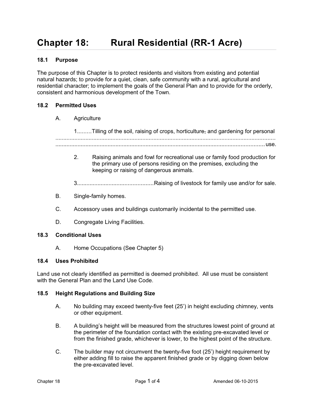 Chapter 18: Rural Residential (RR-1 Acre)