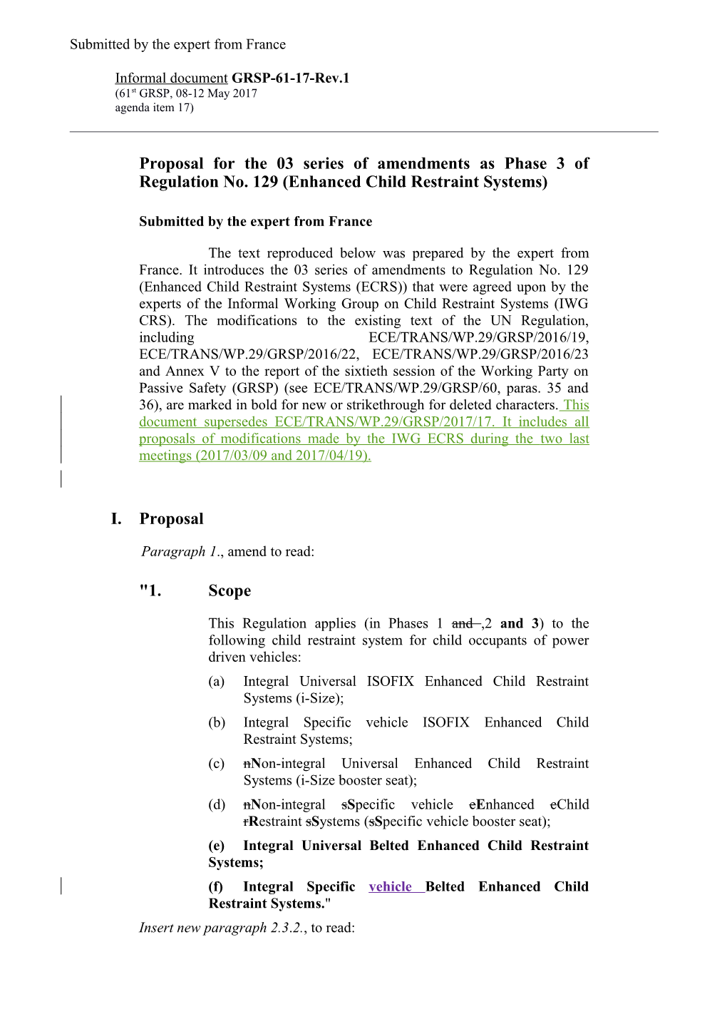 Proposal for the 03 Series of Amendments As Phase 3 of Regulation No.129 (Enhanced Child