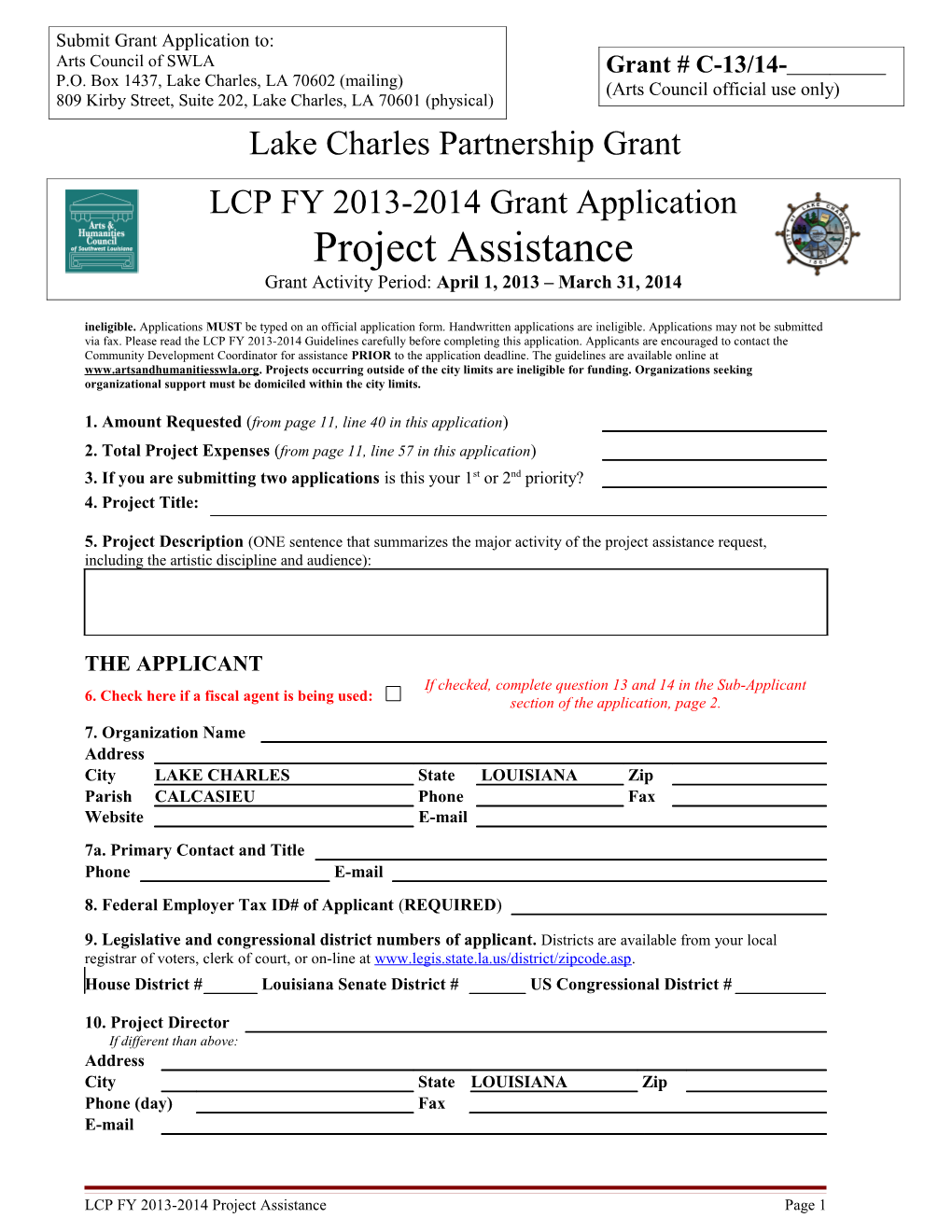 LC Partnership Grants Program Application 2006 - Project Assistance