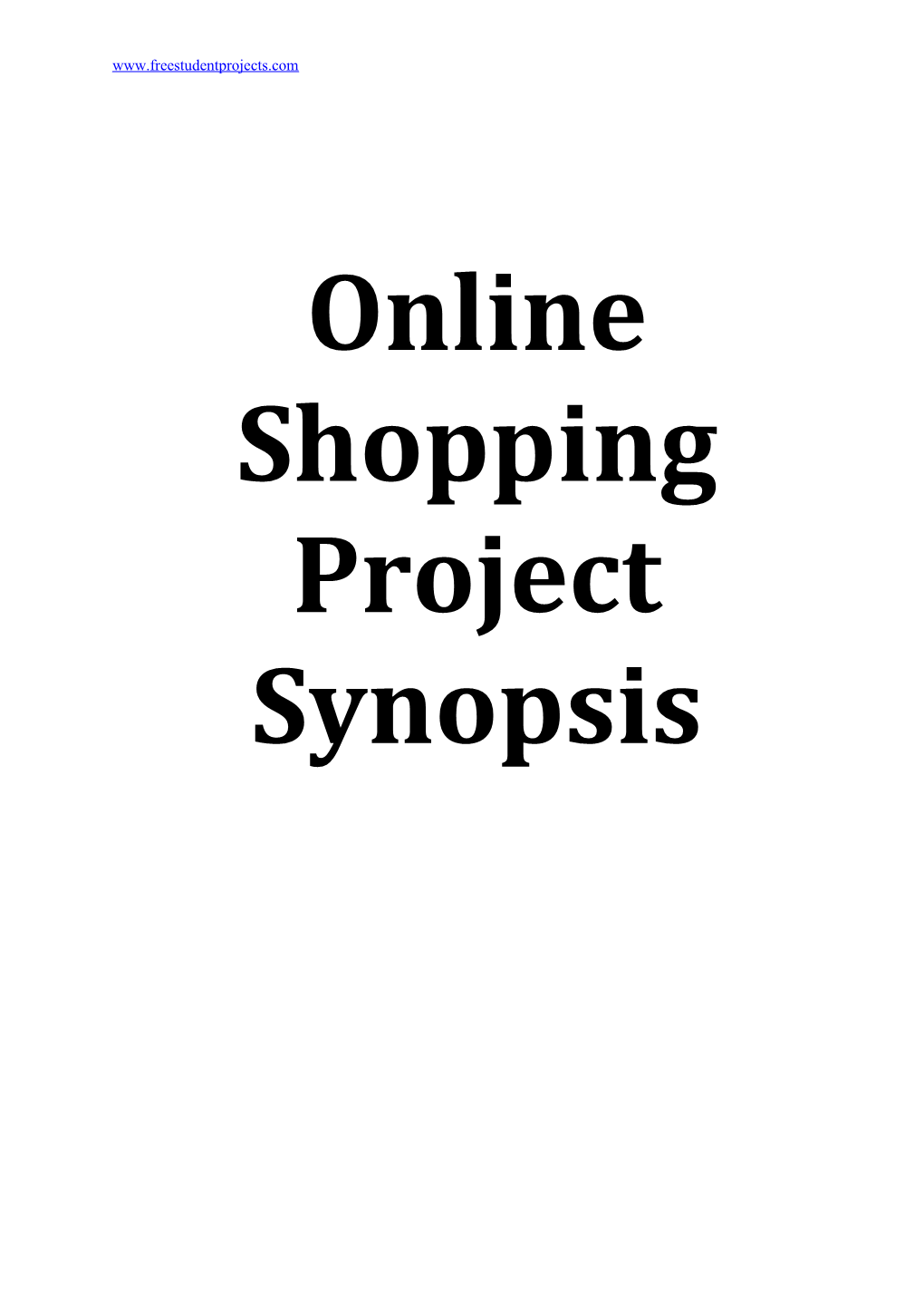 Online Shopping Project Synopsis
