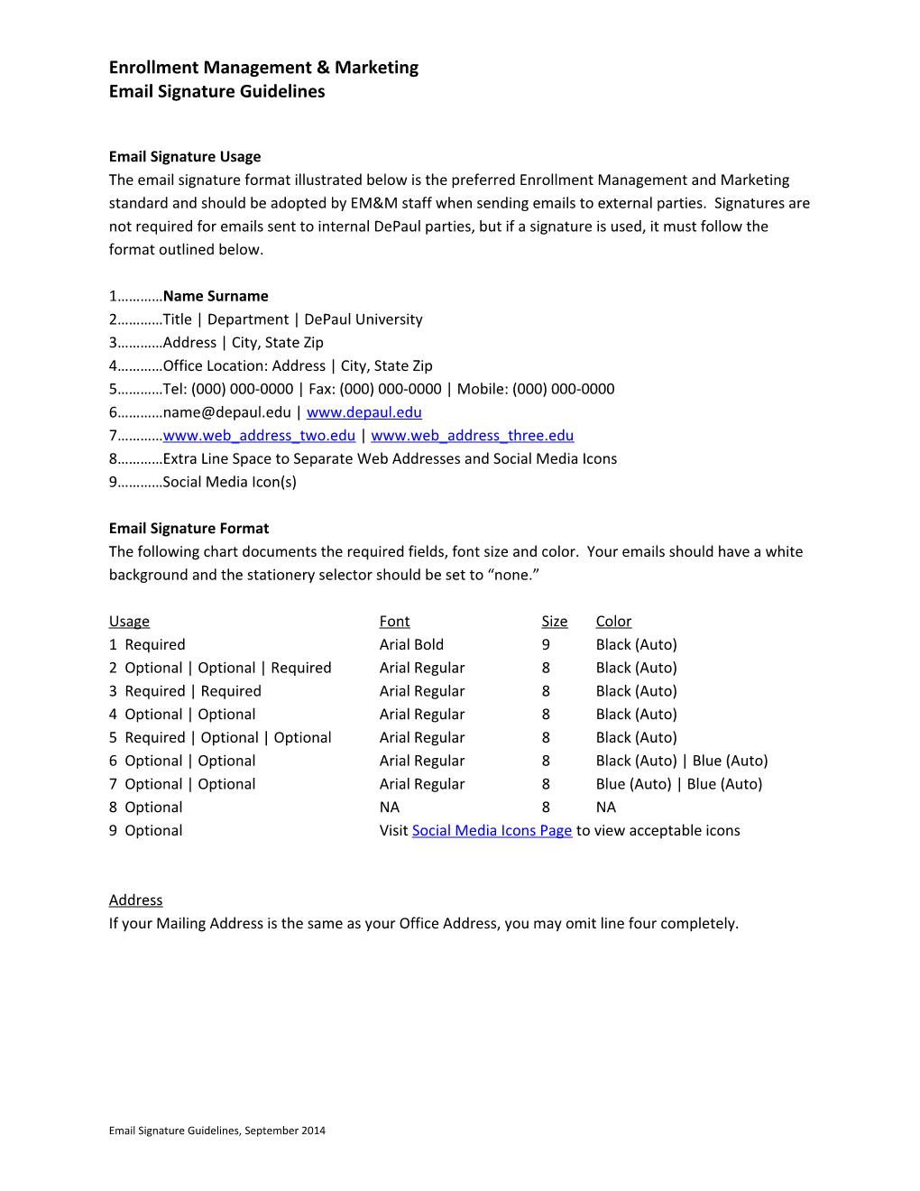 Email Signature Guidelines