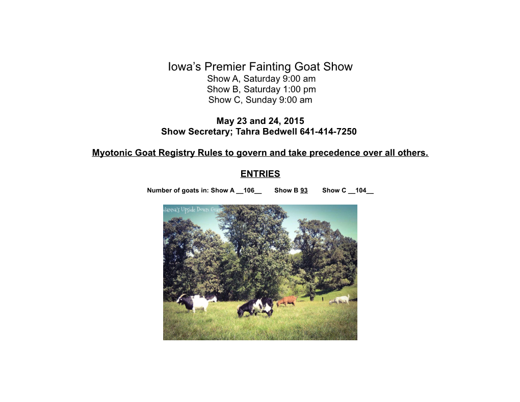Iowa S Premier Fainting Goat Show