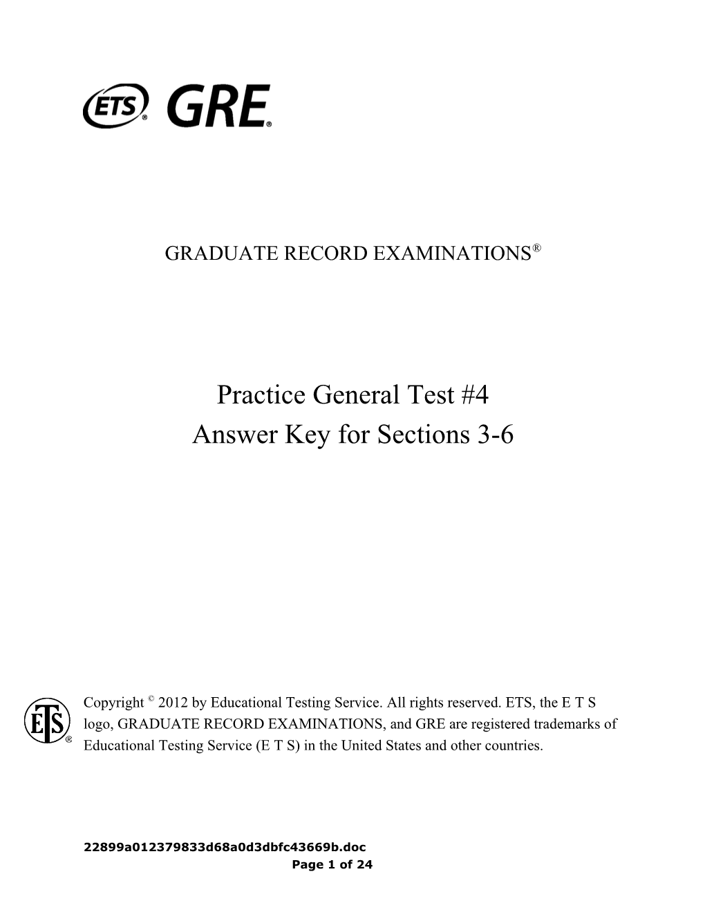GRE Practice Test 4 Answers