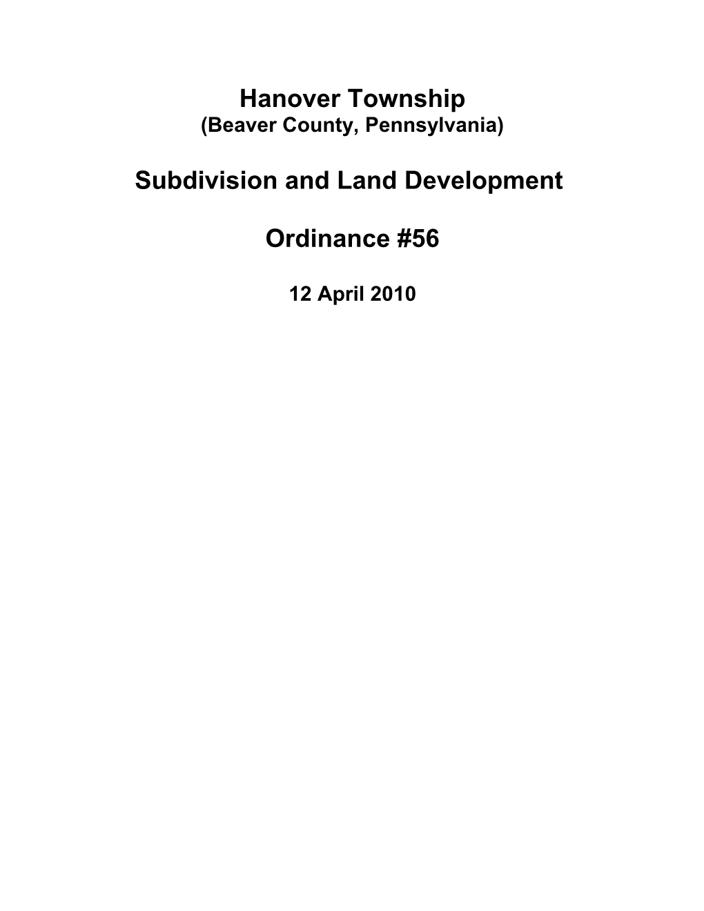 Subdivision and Land Development