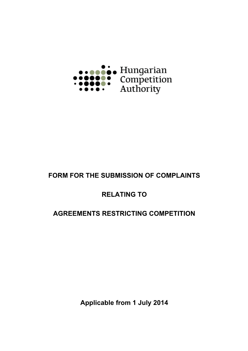 Form for the Submission of Complaints