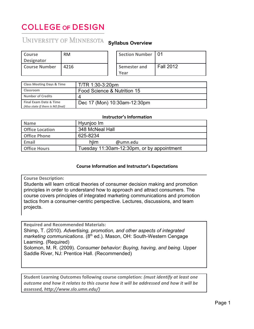 Syllabus Overview