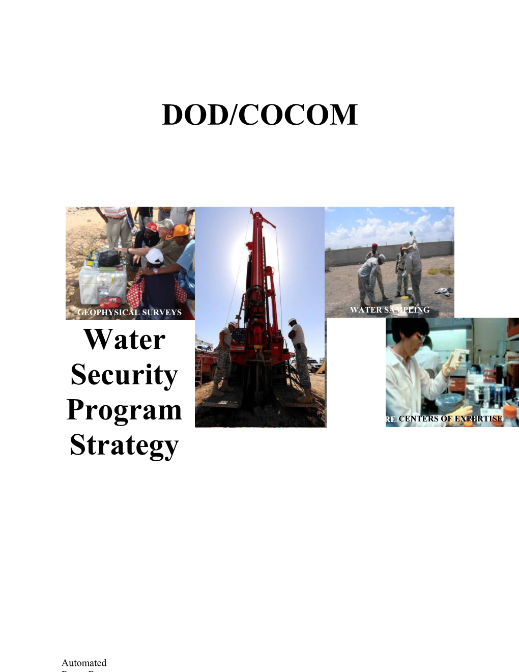 DOD/COCOM Water Security Program Strategy