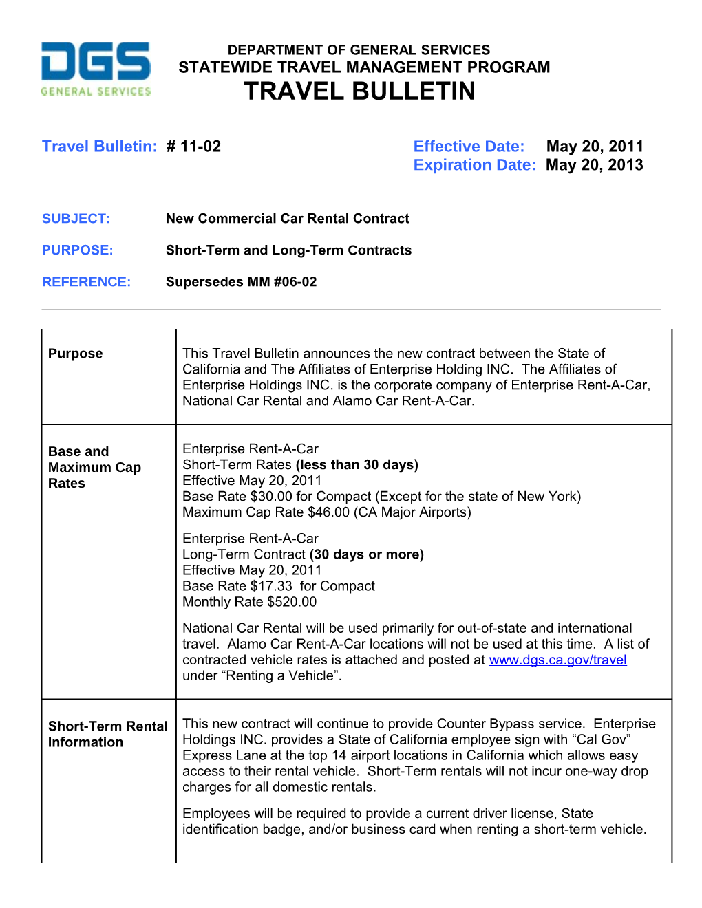 Statewide Travel Management Program