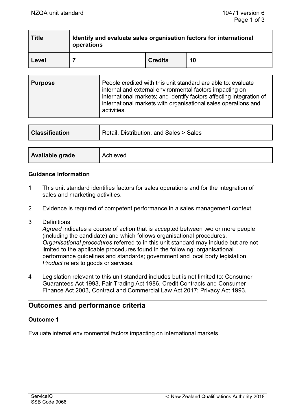 10471 Identify and Evaluate Sales Organisation Factors for International Operations