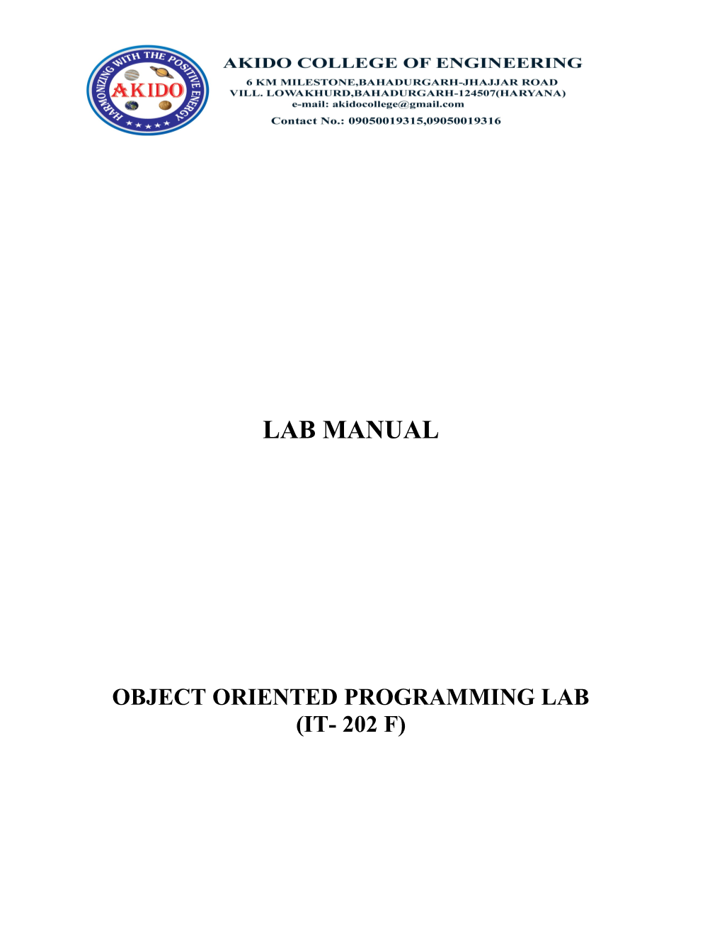 Object Oriented Programming Lab