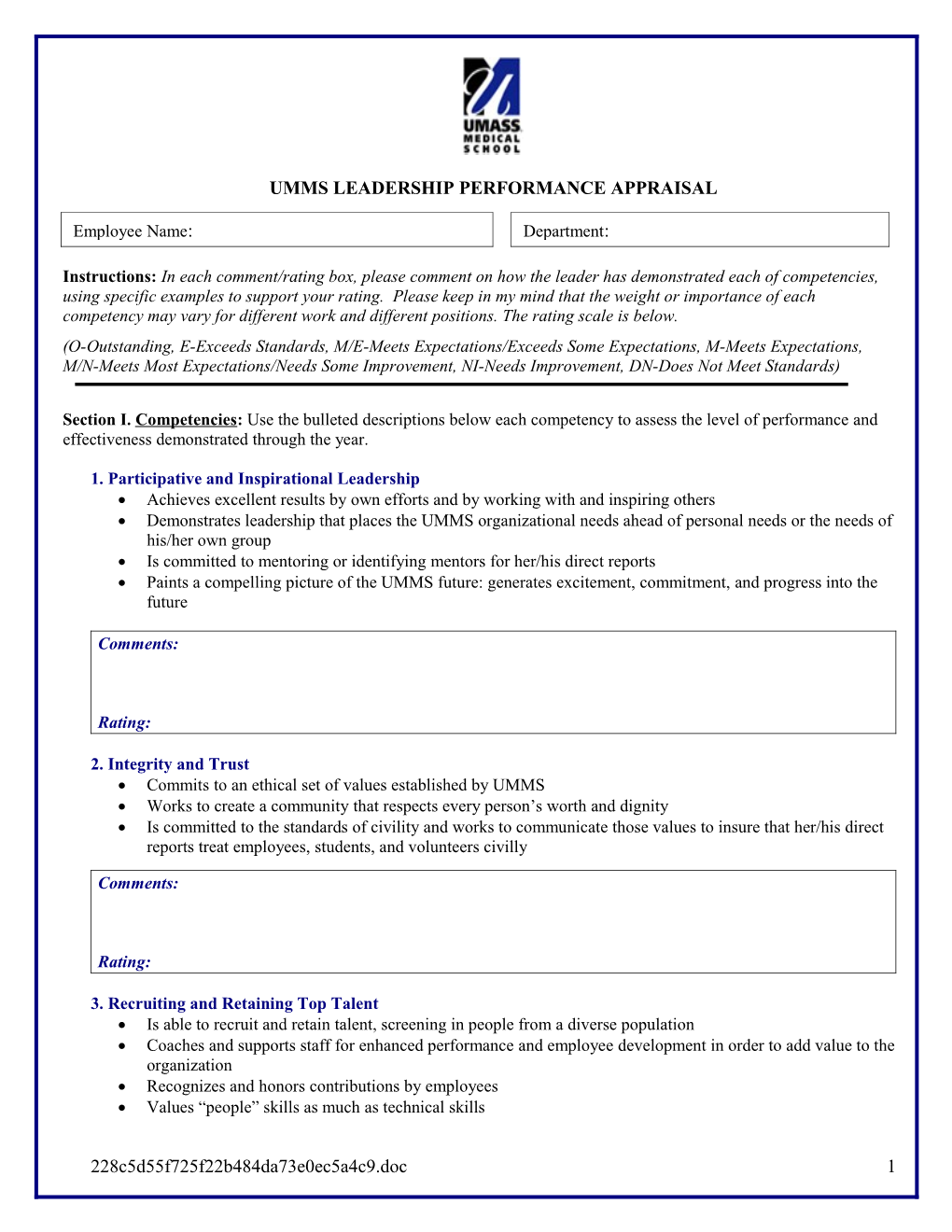 Umms Executive Competencies