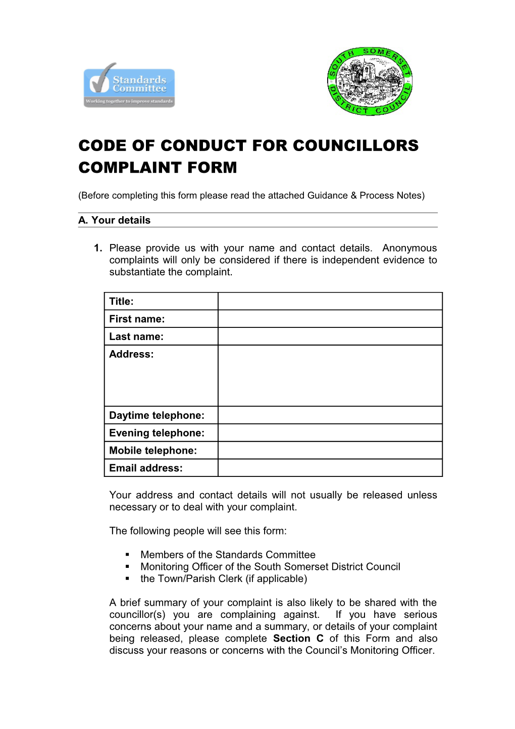 Code of Conduct for Councillors