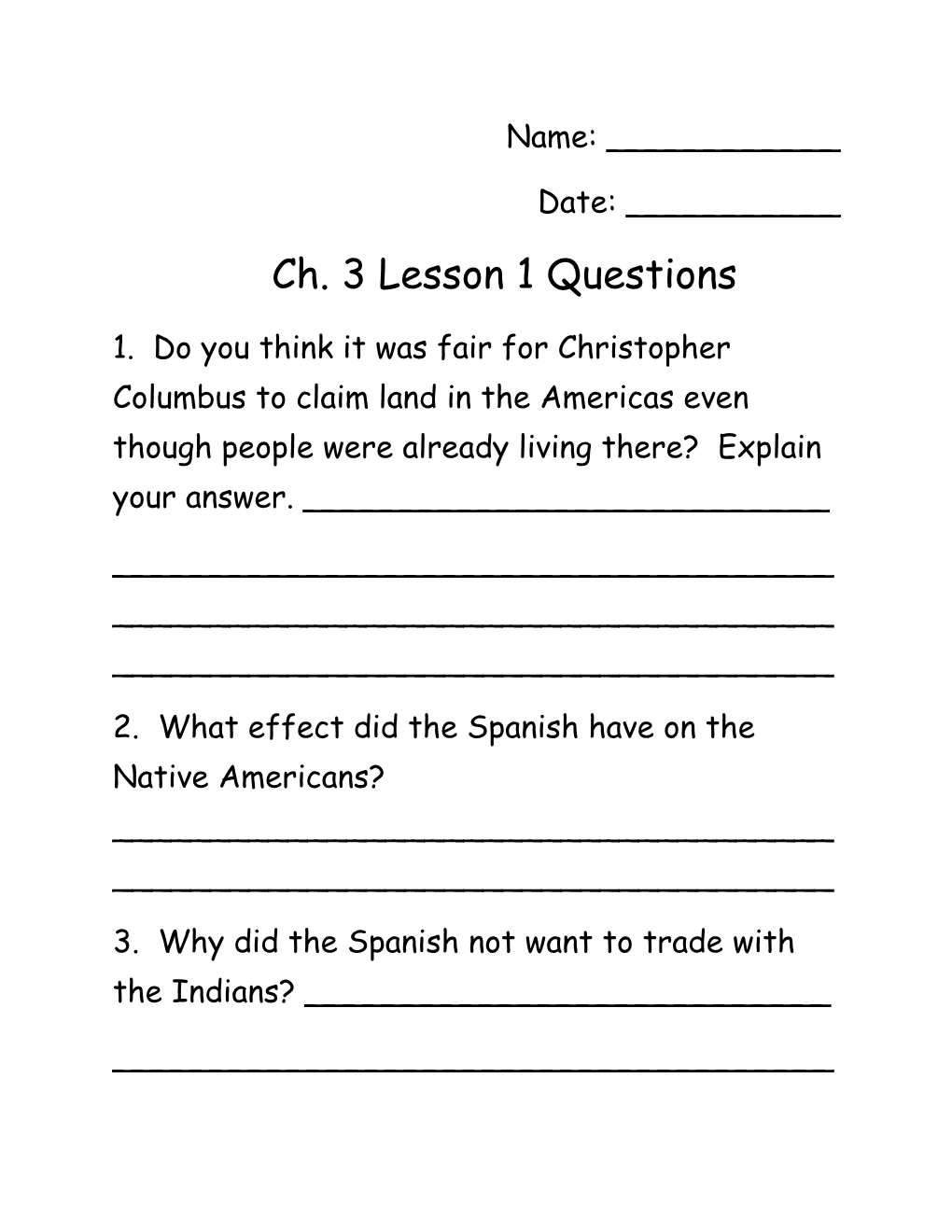 2. What Effect Did the Spanish Have on the Native Americans? ______