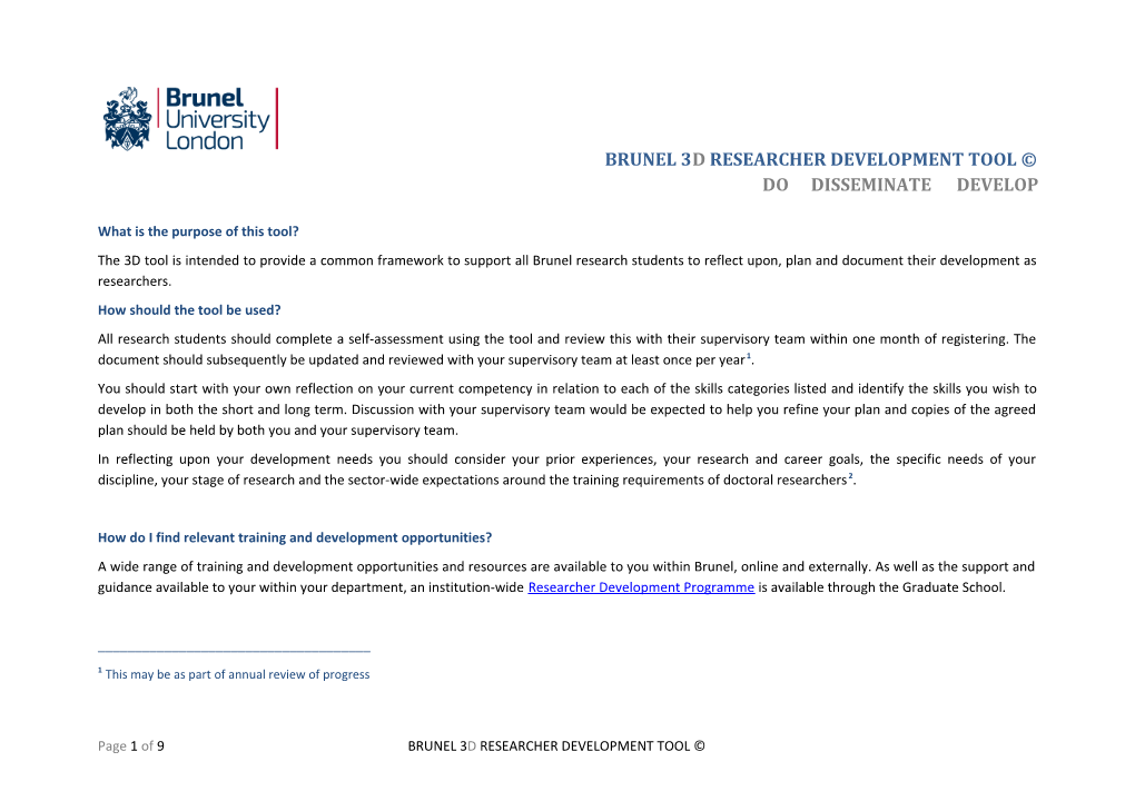 Brunel 3D Researcher Development Tool