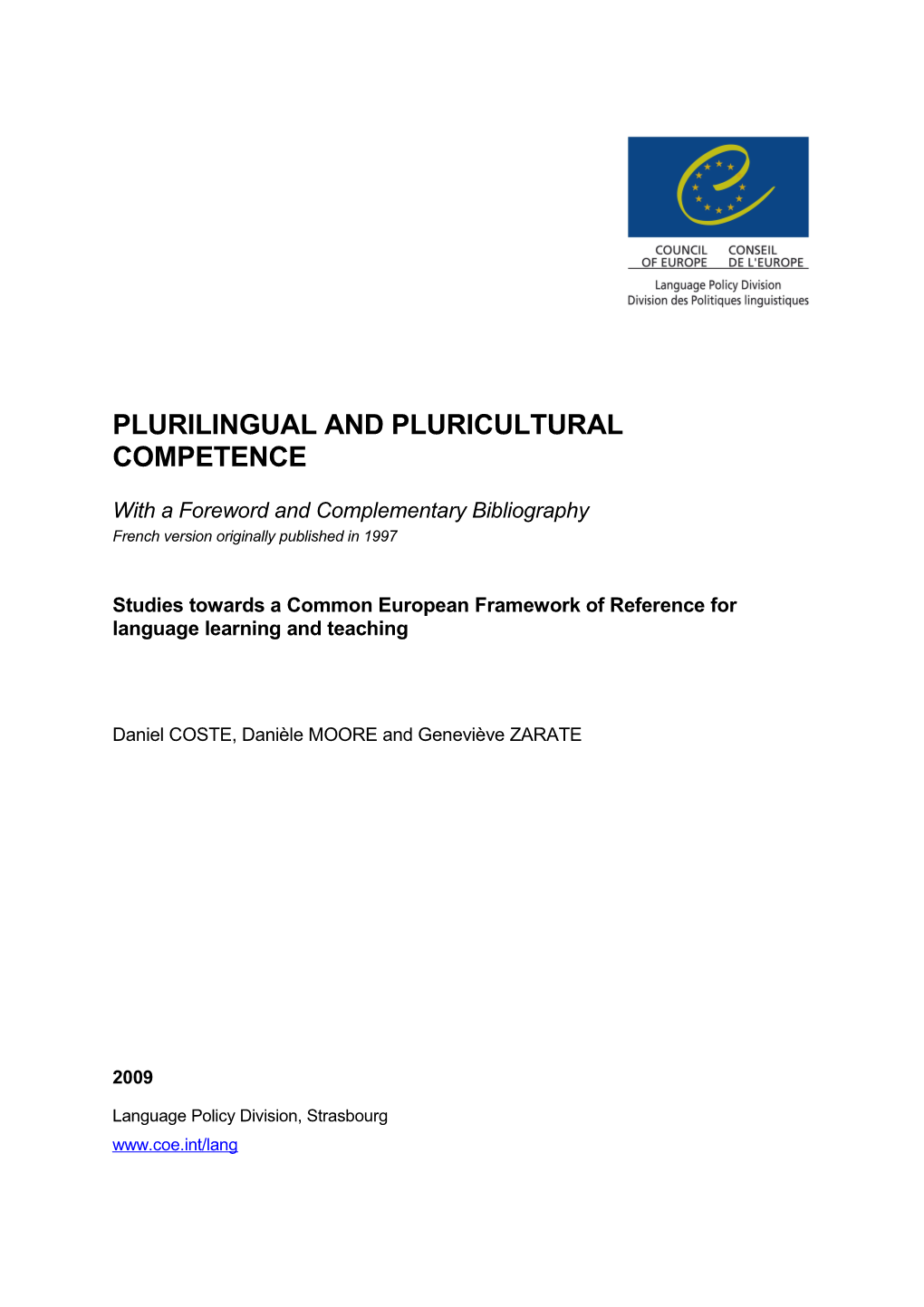 Plurilingual and Pluricultural