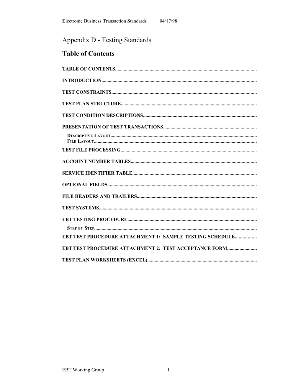 Electronic Business Transaction S Tandards04/17/98