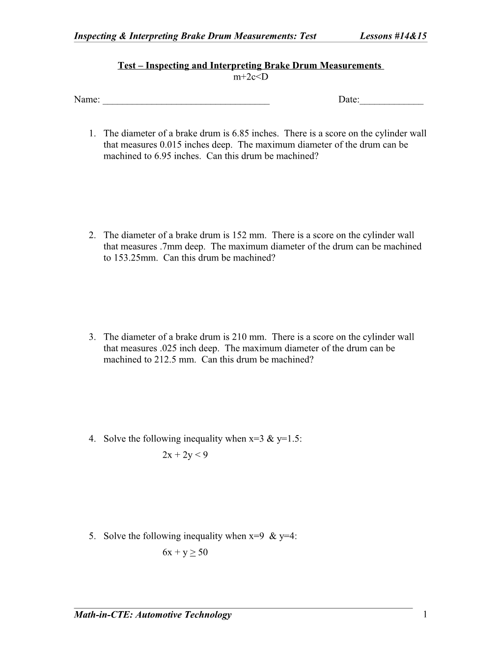 Inspecting & Interpreting Brake Drum Measurements: Test Lessons #14&15