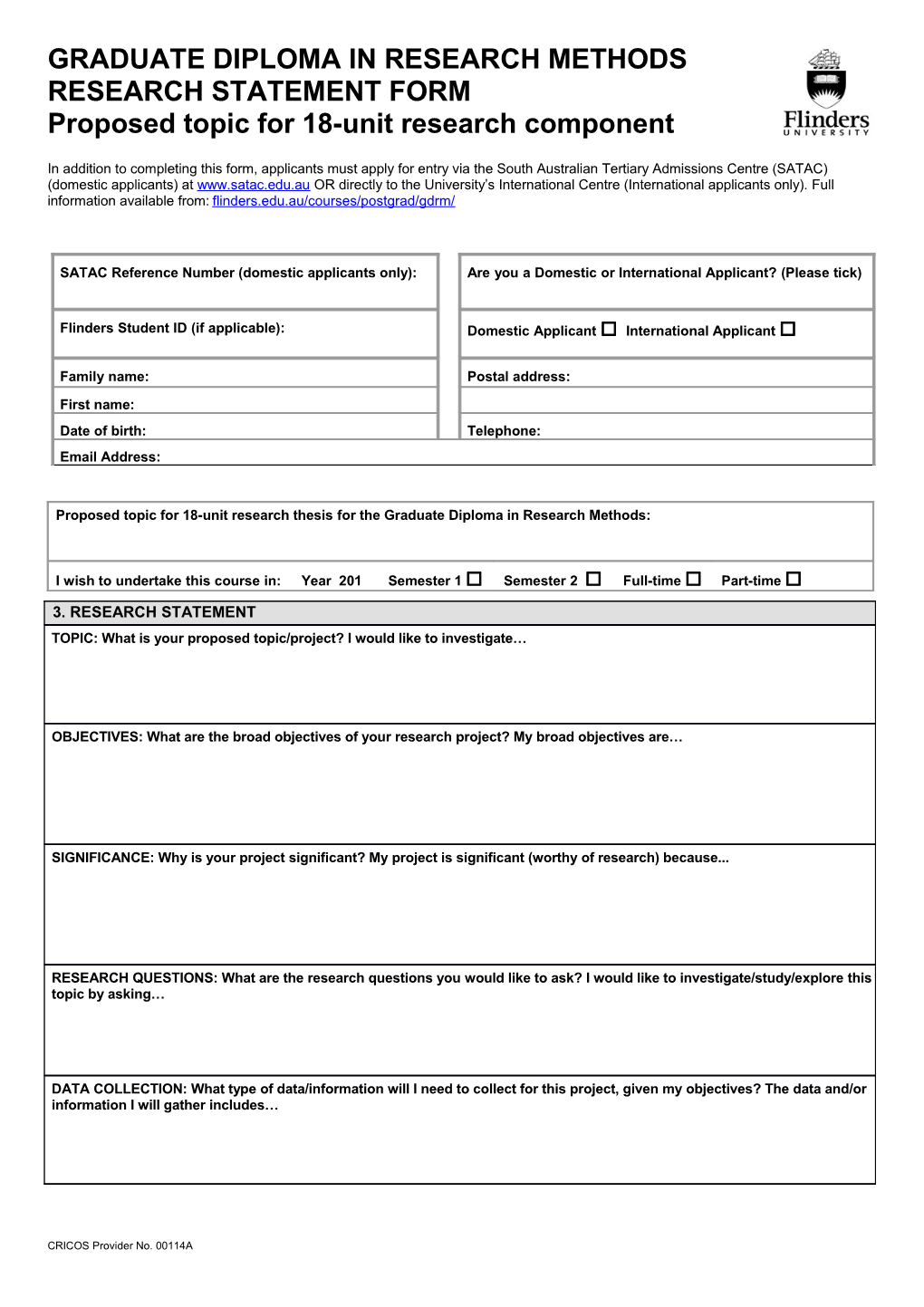 Domestic Student - Admissions Application Forms Template