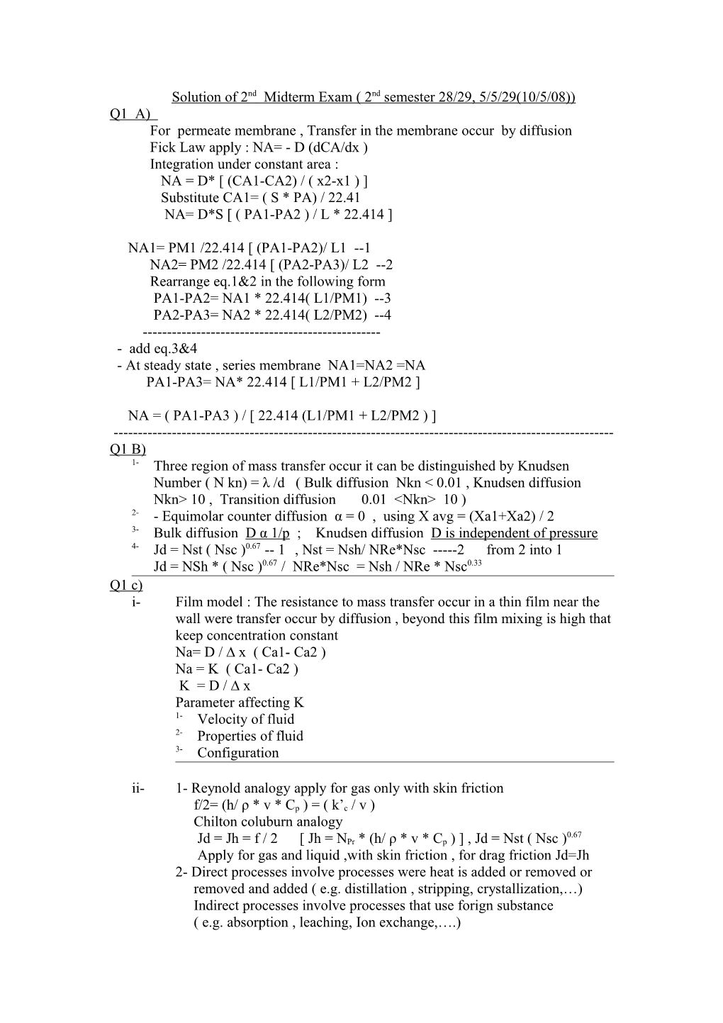 Solution of 2Nd Midterm Exam ( 2Nd Semester 28/29, 5/5/29(10/5/08))