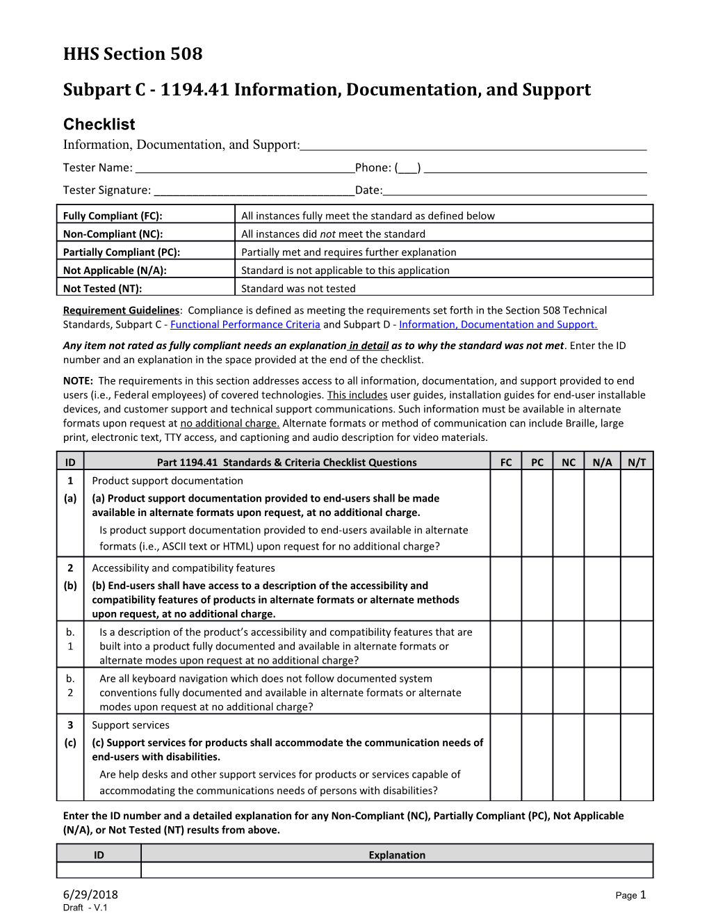 36 CFR Part 1194.41 Information, Documentation, and Support