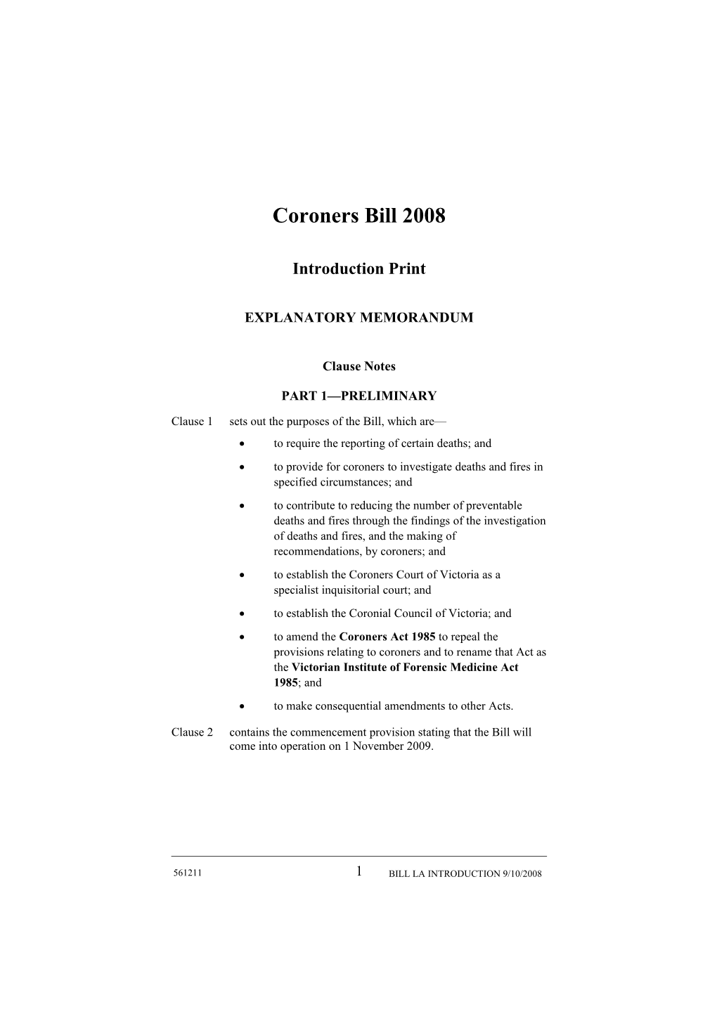 Coroners Bill 2008