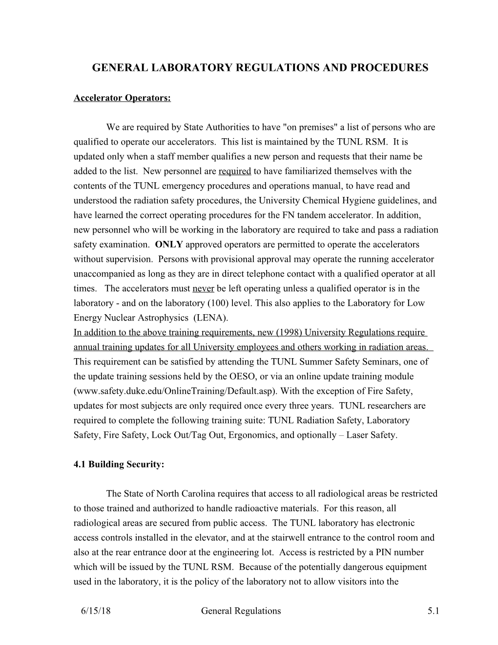 General Laboratory Regulations and Procedures