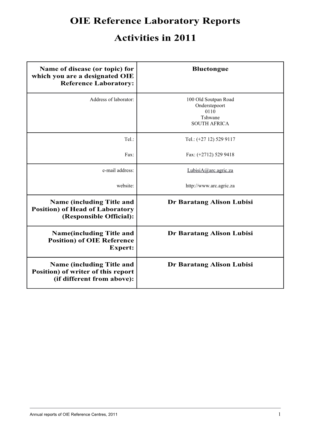 OIE Reference Laboratory Reports s19