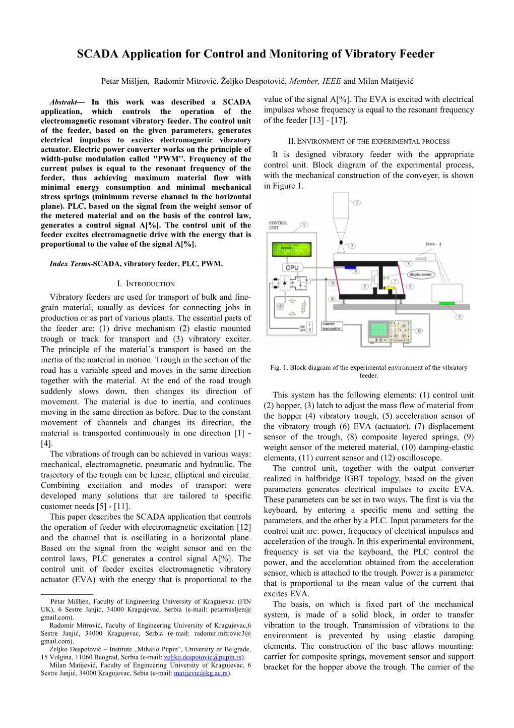 SCADA Application for Control and Monitoring of Vibratory Feeder