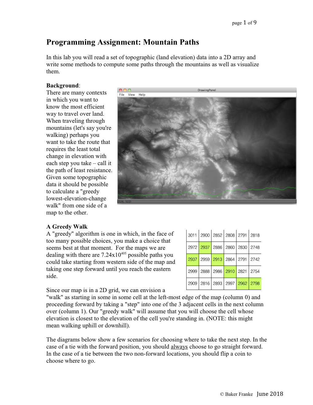 Programming Assignment: Mountain Paths