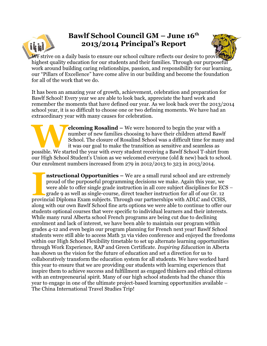 2013/2014 Principal S Report