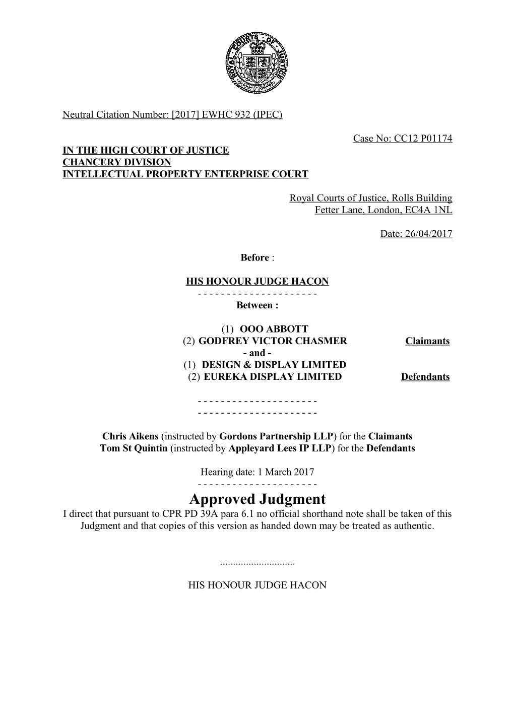 High Court Judgment Template s2