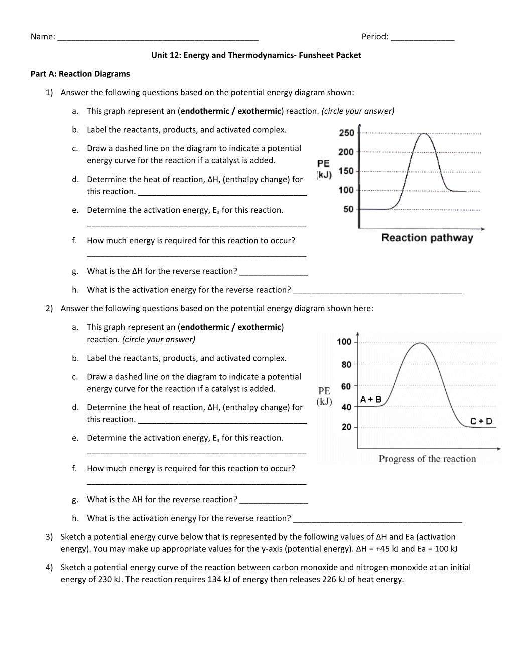 Unit 12: Energy and Thermodynamics- Funsheet Packet