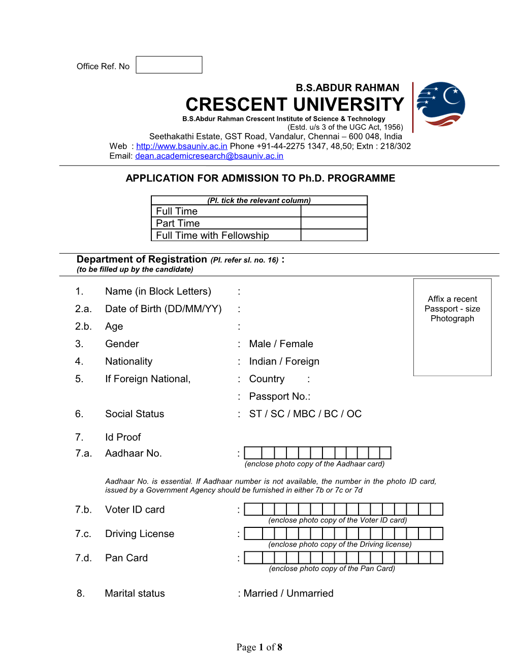 B.S.Abdur Rahman Crescent Institute of Science & Technology