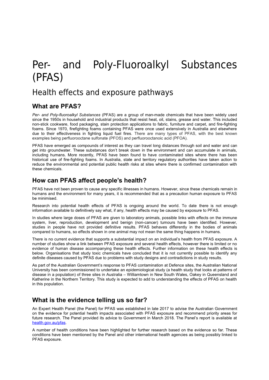 Per- and Poly-Fluoroalkyl Substances (PFAS)