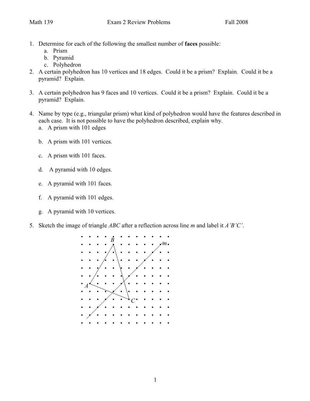 Math 139 Exam 2 Review Problems Fall 2008