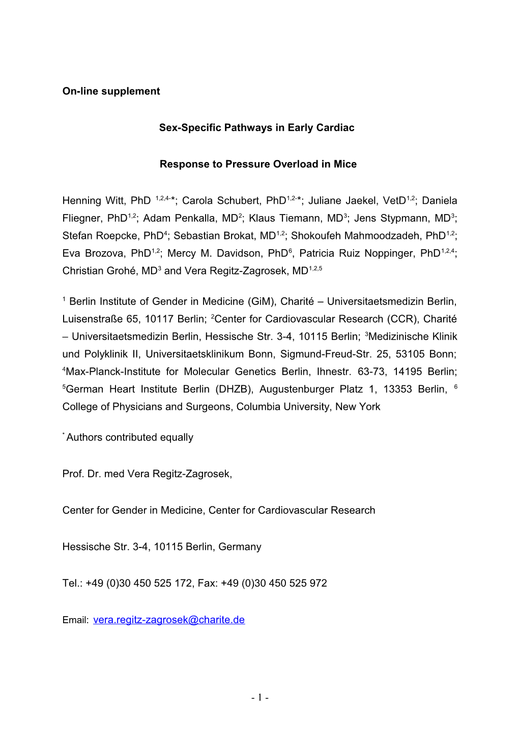 Sex-Specific Pathways in Early Cardiac