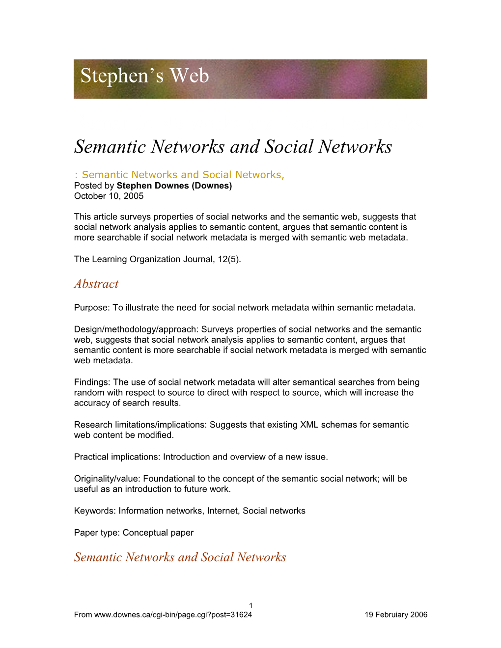 Semantic Networks and Social Networks