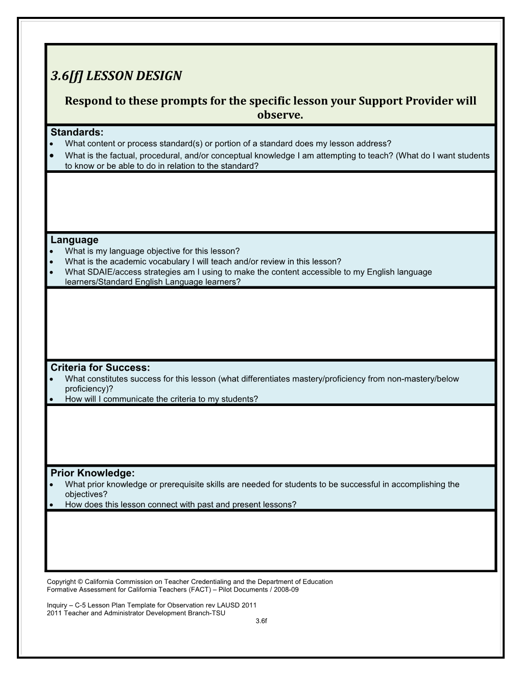 Blueprint for Instruction