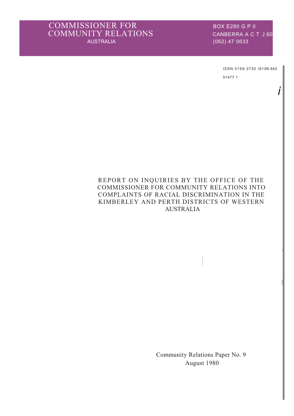 Racial Discrimination Act 19 75 Commissioner for Community Relations