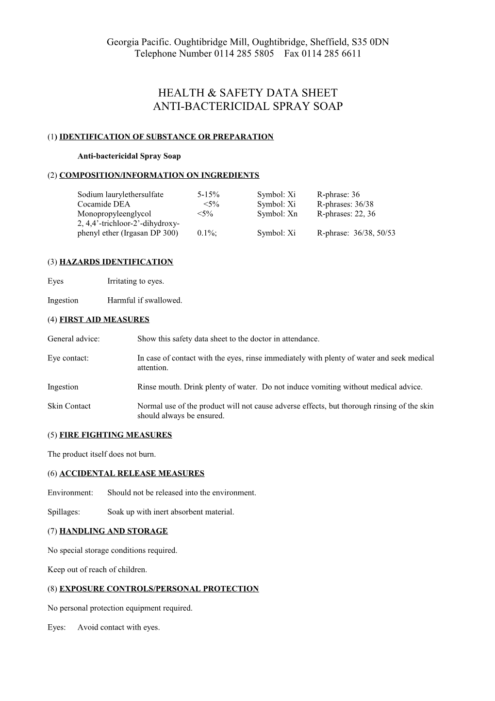 Health & Safety Data Sheet