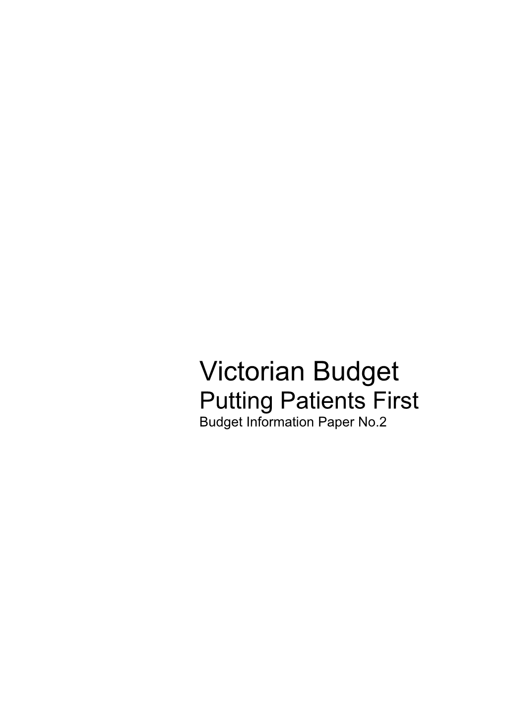 Victorian Budget