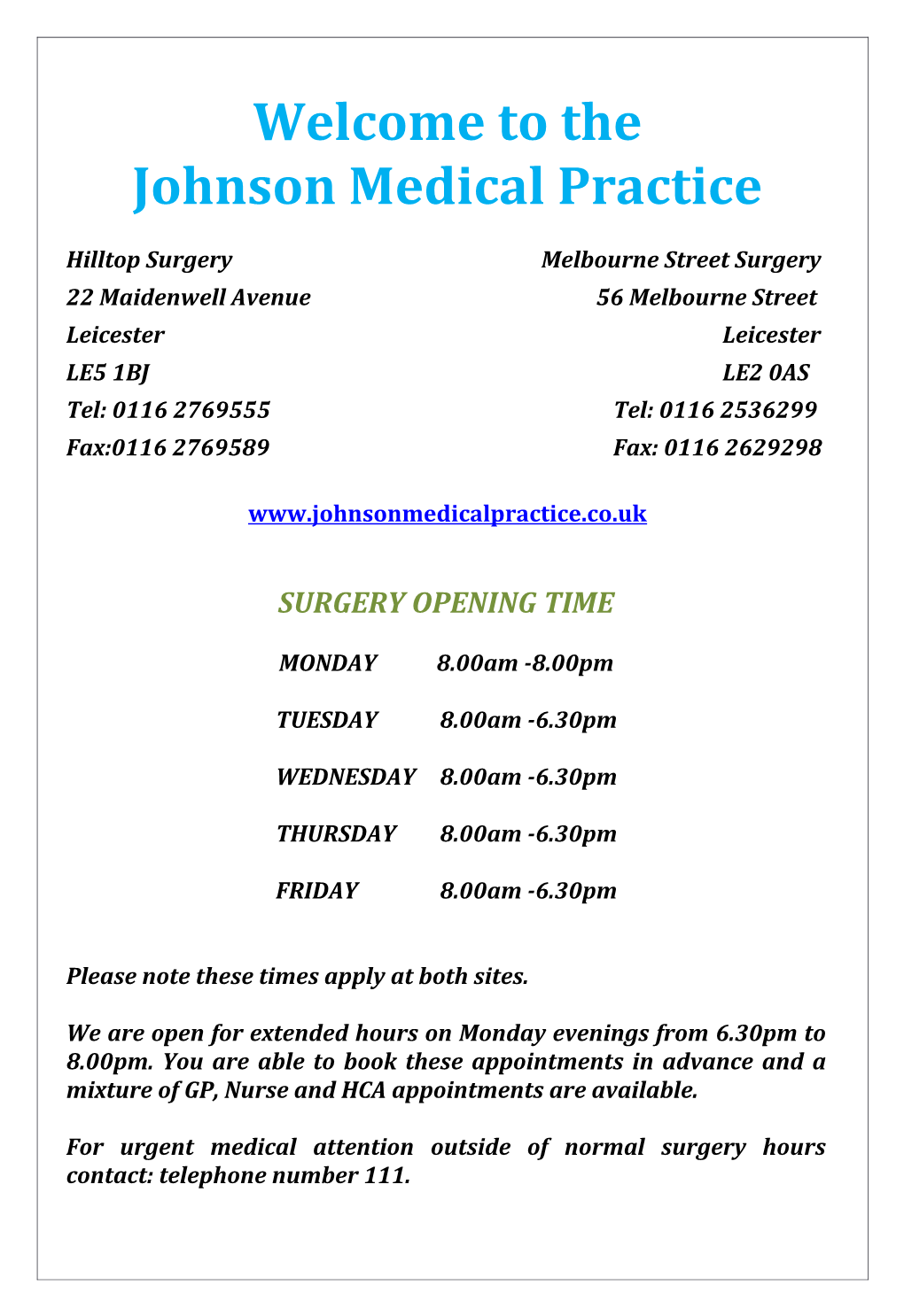 Hilltop Surgery Melbourne Street Surgery
