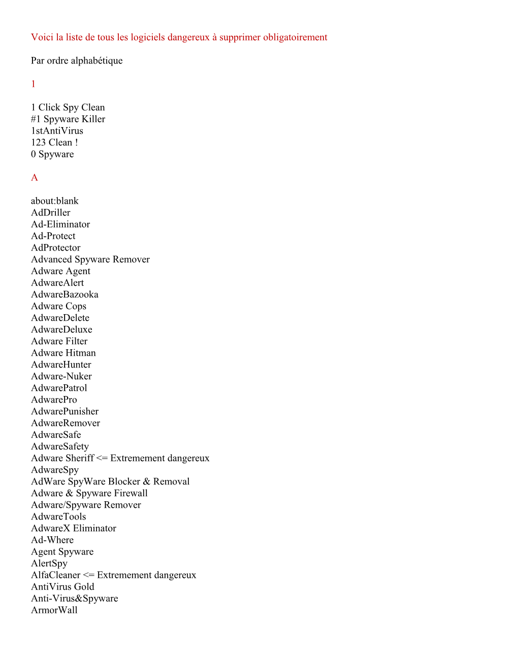 Voici La Liste De Tous Les Logiciels Dangereux À Supprimer Obligatoirement Par Ordre